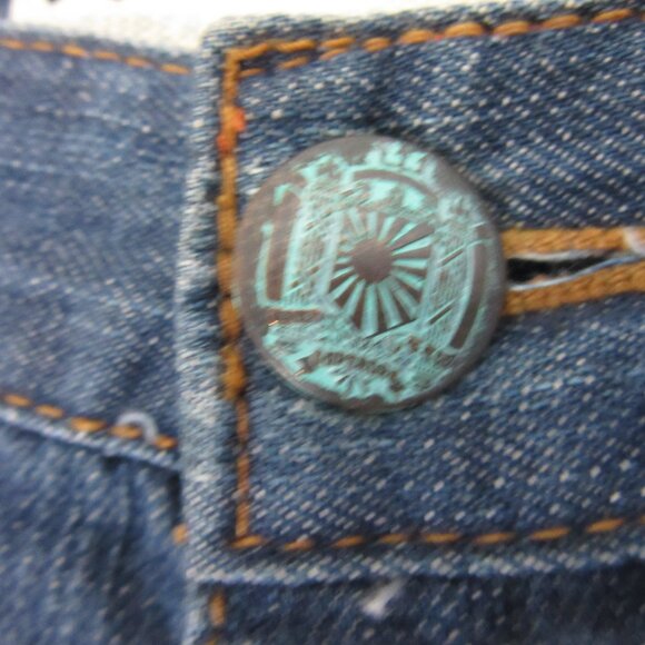 Superdry Distressed Officer Blue Denim Cotton Japan Spirit 30 Straight Jeans - Picture 3 of 11